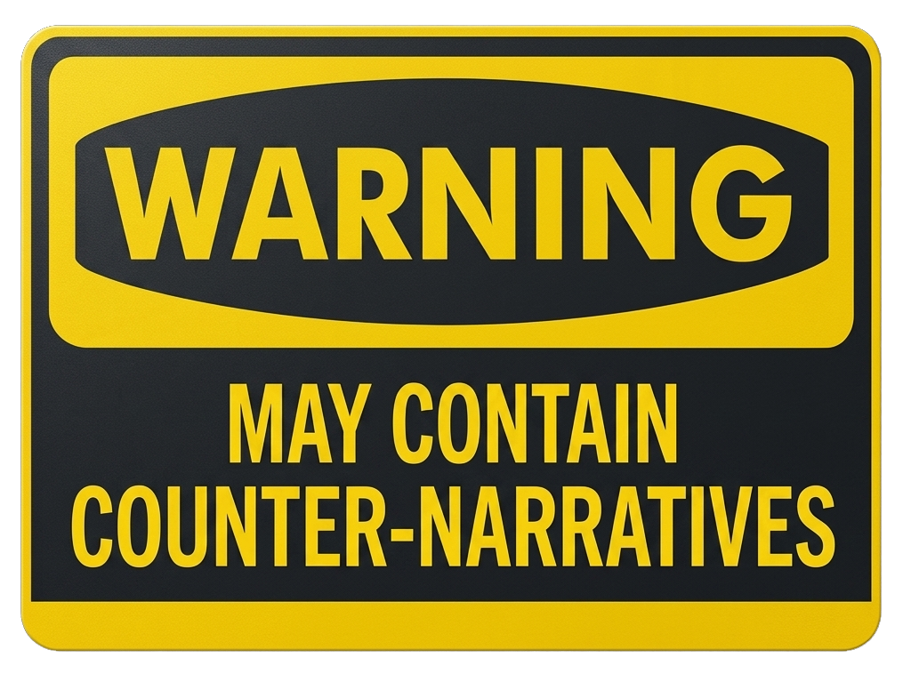 Warning - May Contain Counter-Narratives Sticker
